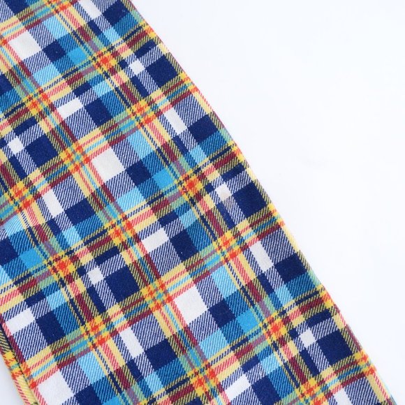 70's Inspired Yellow &  Blue Checker Print Wide Leg Pants - Picture 6 of 14